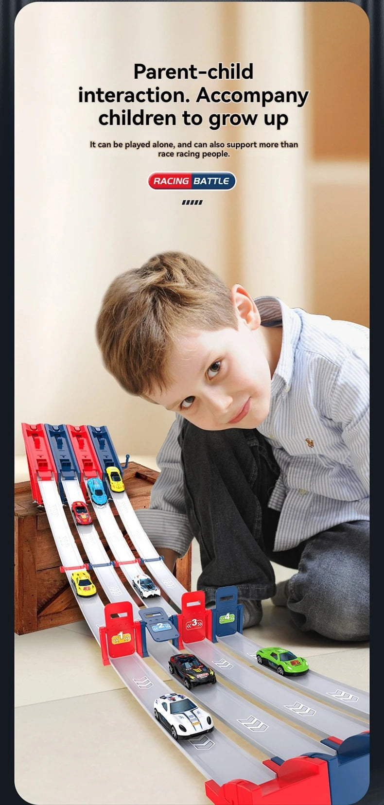 Rail Car Track with Racing Track Racing Set Toy Vehicle Alloy Car Kids Catapult Car Competitive Play Game for Children Gift DIY