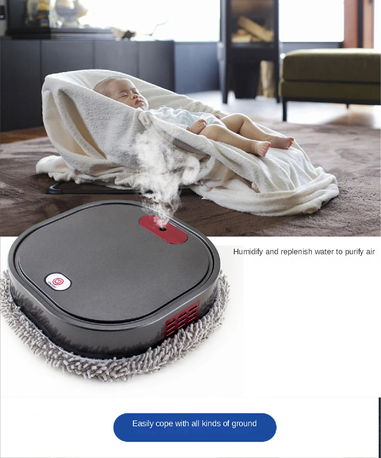 3 in1 Intelligent Robot Dry Wet Sweep Mop Robot Vacuum Cleaner Rechargeable Smart Mopping Robot Spray Cleaner Home Mopping Robot