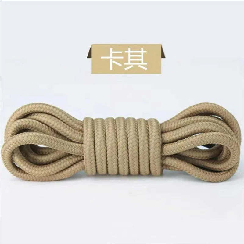 2pcs/ Pair Round Solid Polyester Black Brown Shoelaces For Marten Boot Women Men Outdoor Hiking Boots Sports Shoes Lace Strings