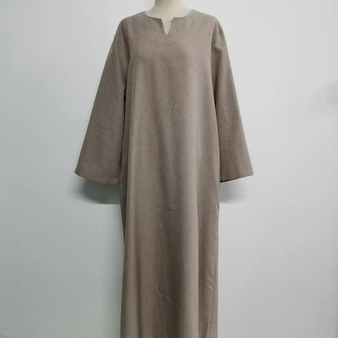 2025 Ramadan Eid Djellaba Plain Modest Muslim Dress Dubai Abaya Turkey Kaftan Kebaya Arabic Robe Women Islam Jalabiya Vestidos