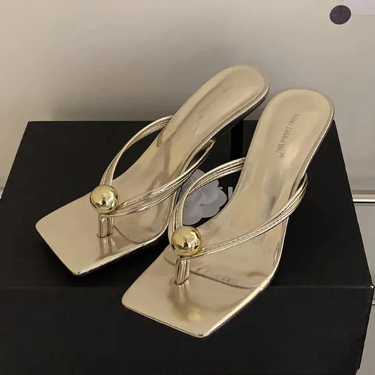 Women High Heels Slippers Designer Heeled Sandals Elegant Shoes Woman Summer 2025 Trend Fashion Fliop Flops Casual Slides Mujer - Belvar