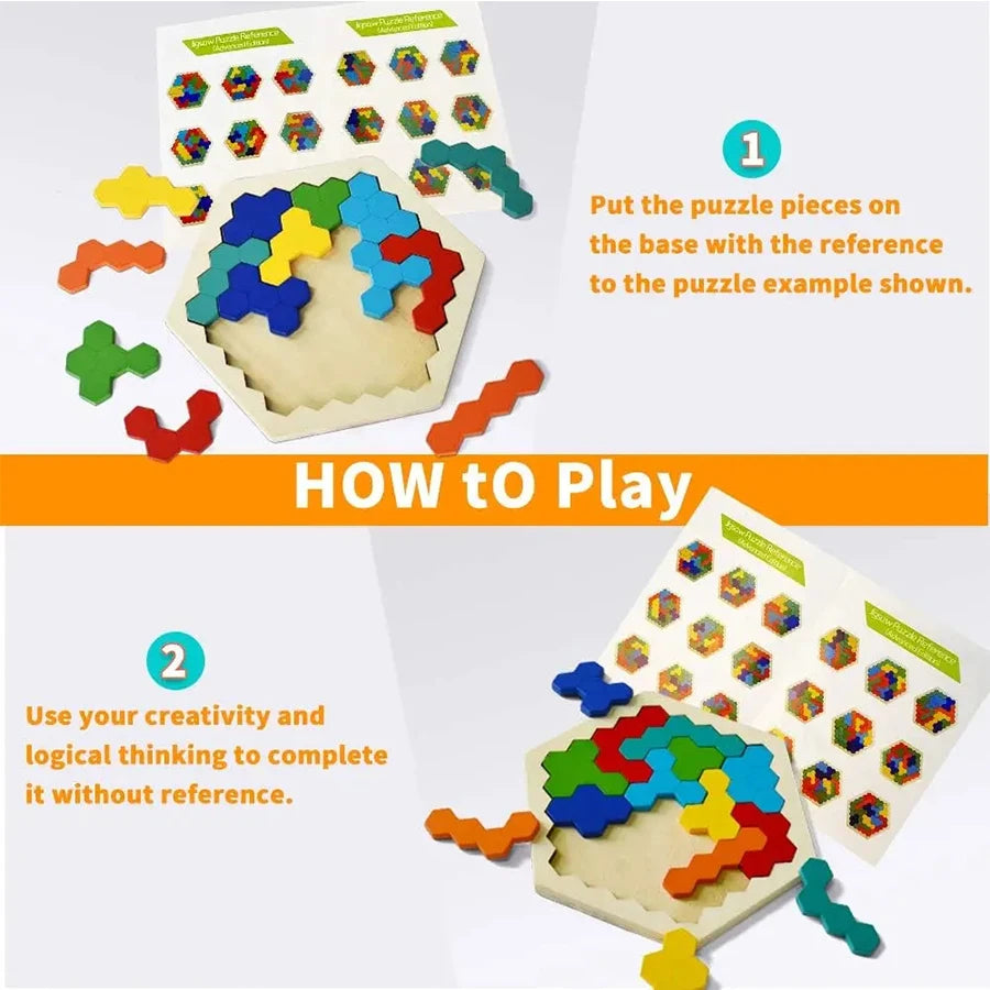 Wooden Tangram Jigsaw DIY Puzzle Kids Learning Educational Toys for Children Thinking Training Wood Toy Puzzles Montessori Games