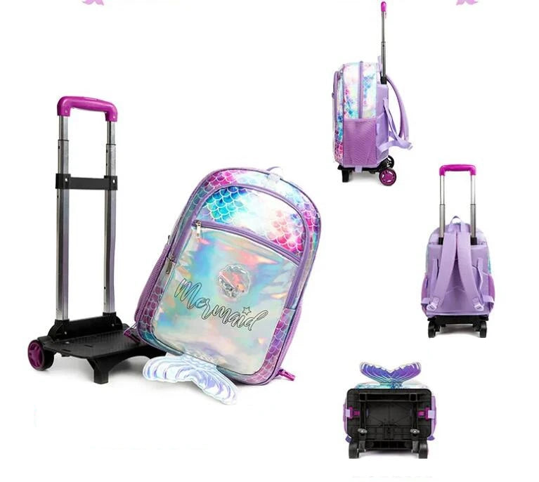 School Wheeled backpack Bag School bag with wheels Trolley Satchel bag Kids School Rolling backpack for girls School Trolley Bag