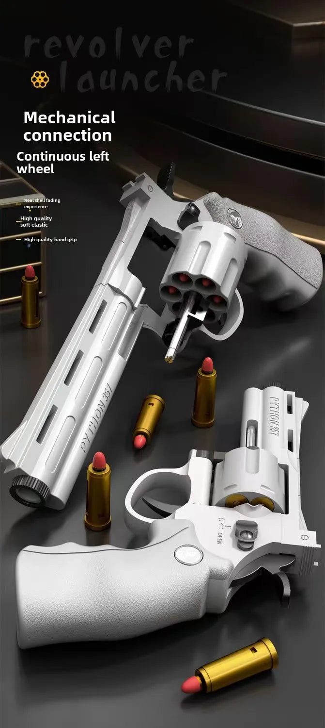 Soft Bullet Toy Gun Set with Ejecting Revolver for Kids, One-Key Detachable Pistol, Continuous Shooting
