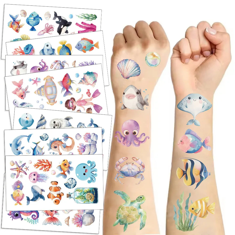 10 Sheets Dinosaurs Tattoo Sticker Temporary Fake Tattoo Arm Hands Body Waterdichte Tatouages Pour Kids Toy Gift