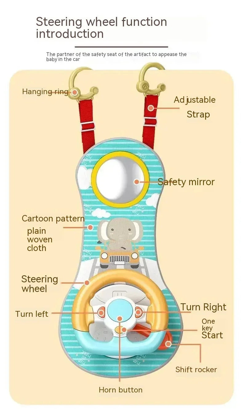 Steering Wheel Car Toys Rear Kids Simulates Driving  Seat  Baby Car  Comfort