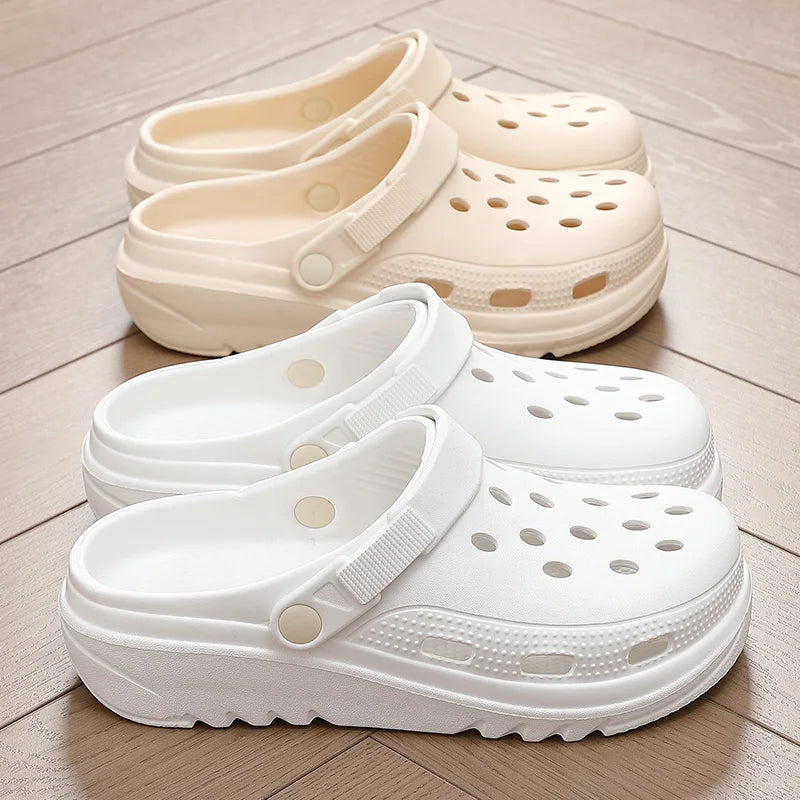 Thick soled perforated shoes for women, sandals for wearing, height increasing slippers, hiking beach sandals