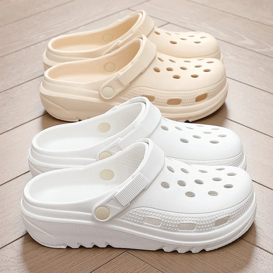 Thick soled perforated shoes for women, sandals for wearing, height increasing slippers, hiking beach sandals