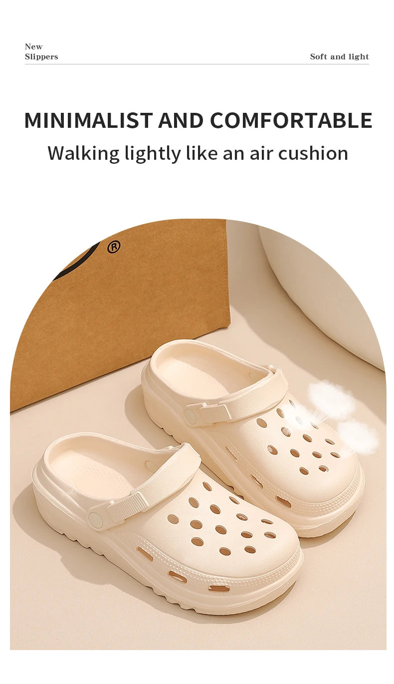 Thick soled perforated shoes for women, sandals for wearing, height increasing slippers, hiking beach sandals