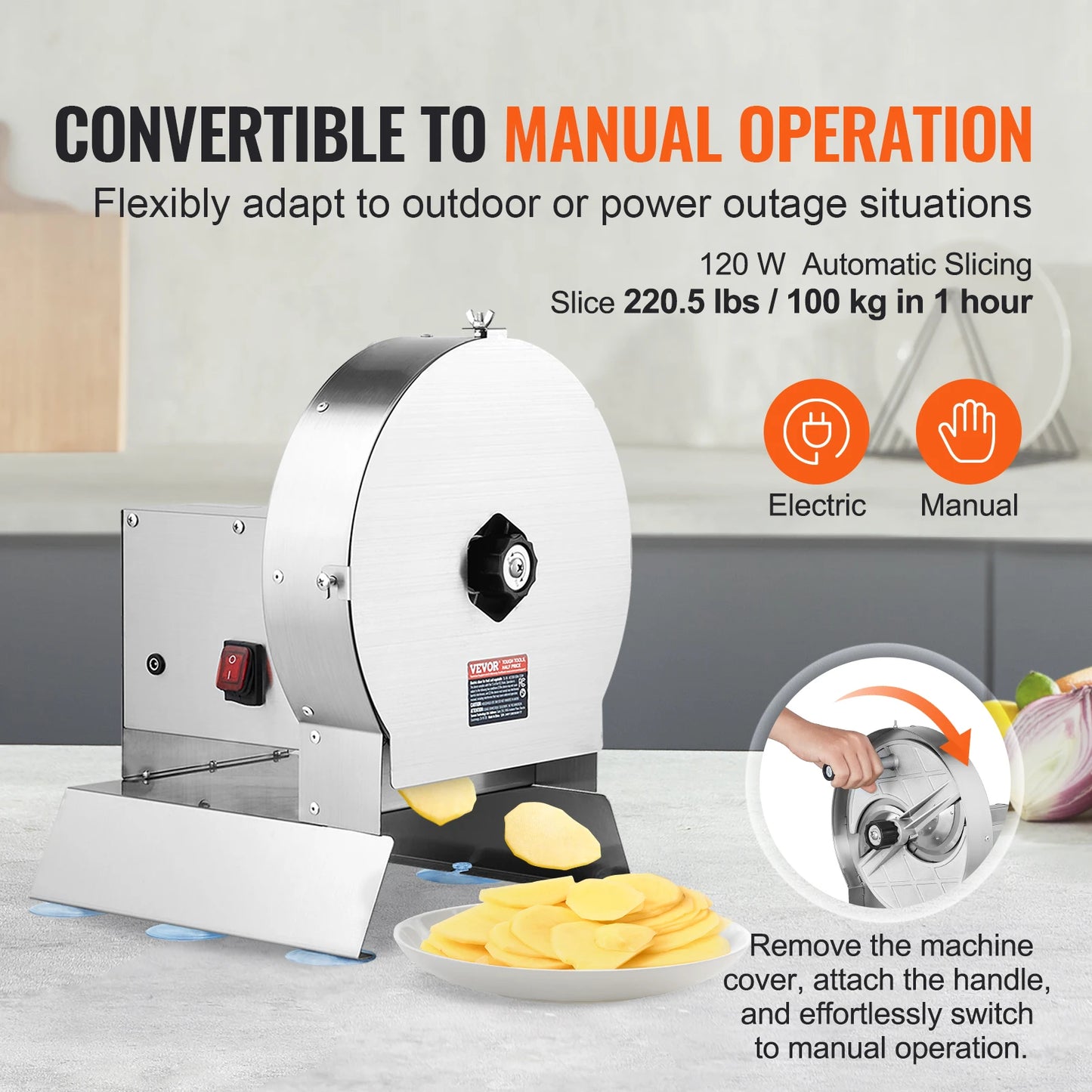 SucceBuy Electric Vegetable Slicer 0-12mm Thickness Adjustable Commercial Slicer Machine Stainless Steel Food Cutter Machine