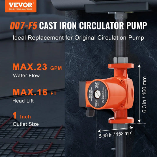007-F5-7IFC Hot Water Circulation Pump 110V 70W 23 GPM Recirculating Pump