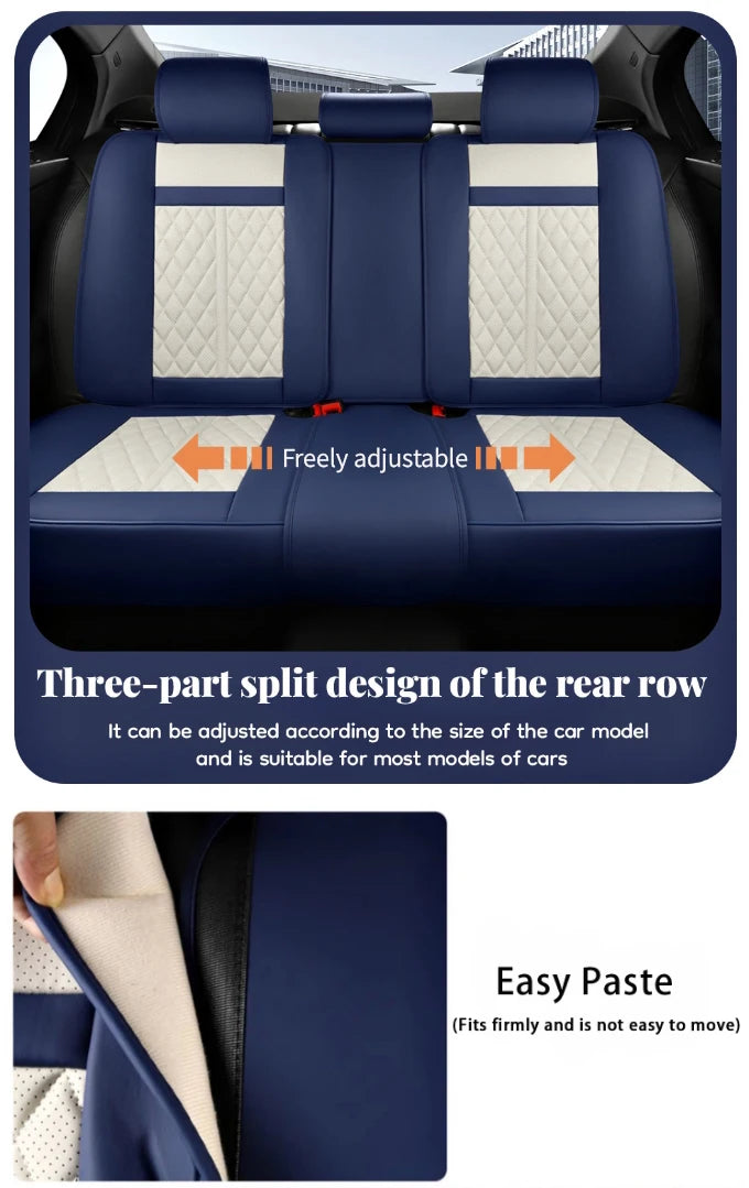 PU leather car seat cover, suitable for most 5-seat cars, split seat cover, waterproof and anti-fouling, easy installation,
