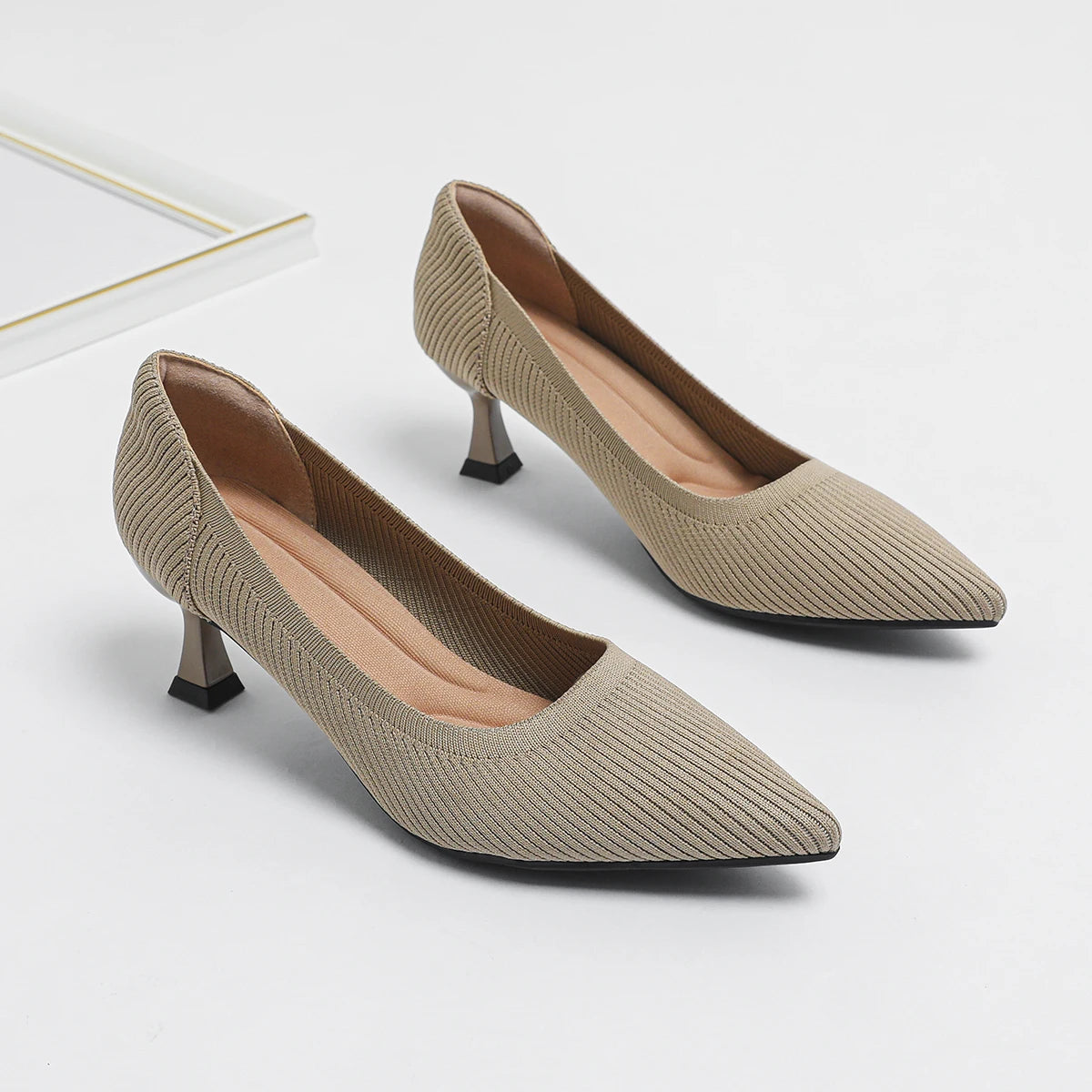 Women's High Heels Fashion Pattern Soft Knitted Comfortable Breathable Shoes 2025 New (6cm High) - Belvar
