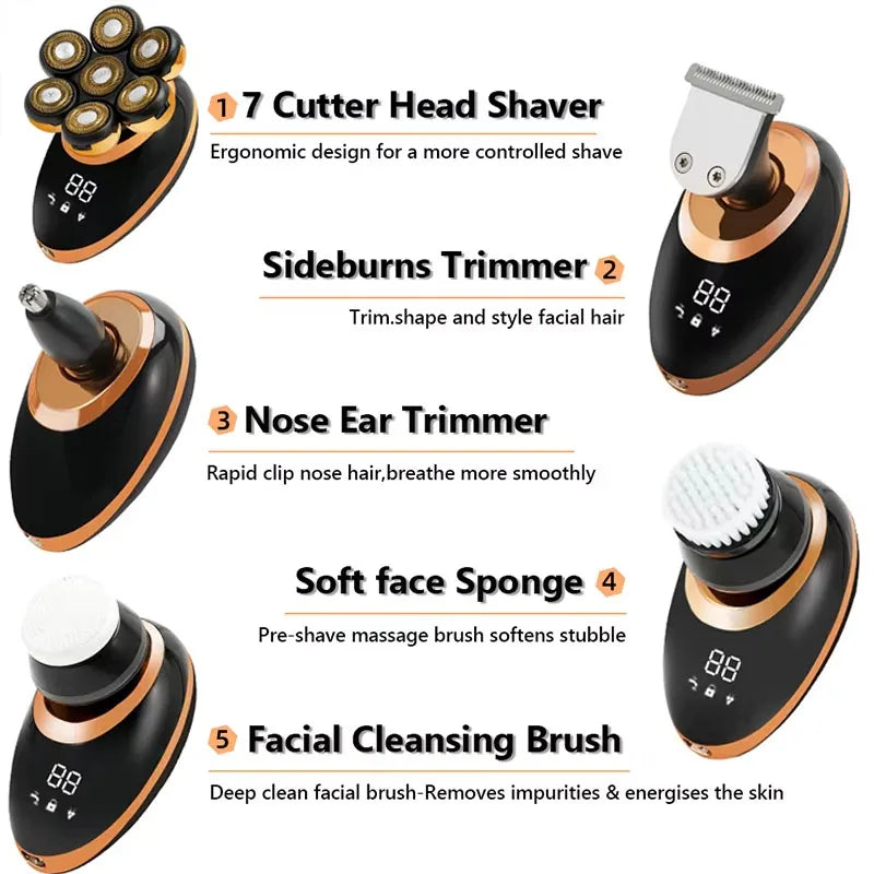 2025 7-Head Electric Shaver USB Dharging Stainless Steel Blades Men's Quick Shaving Beard Trimmer Hair Trimmer As A Gift For Men