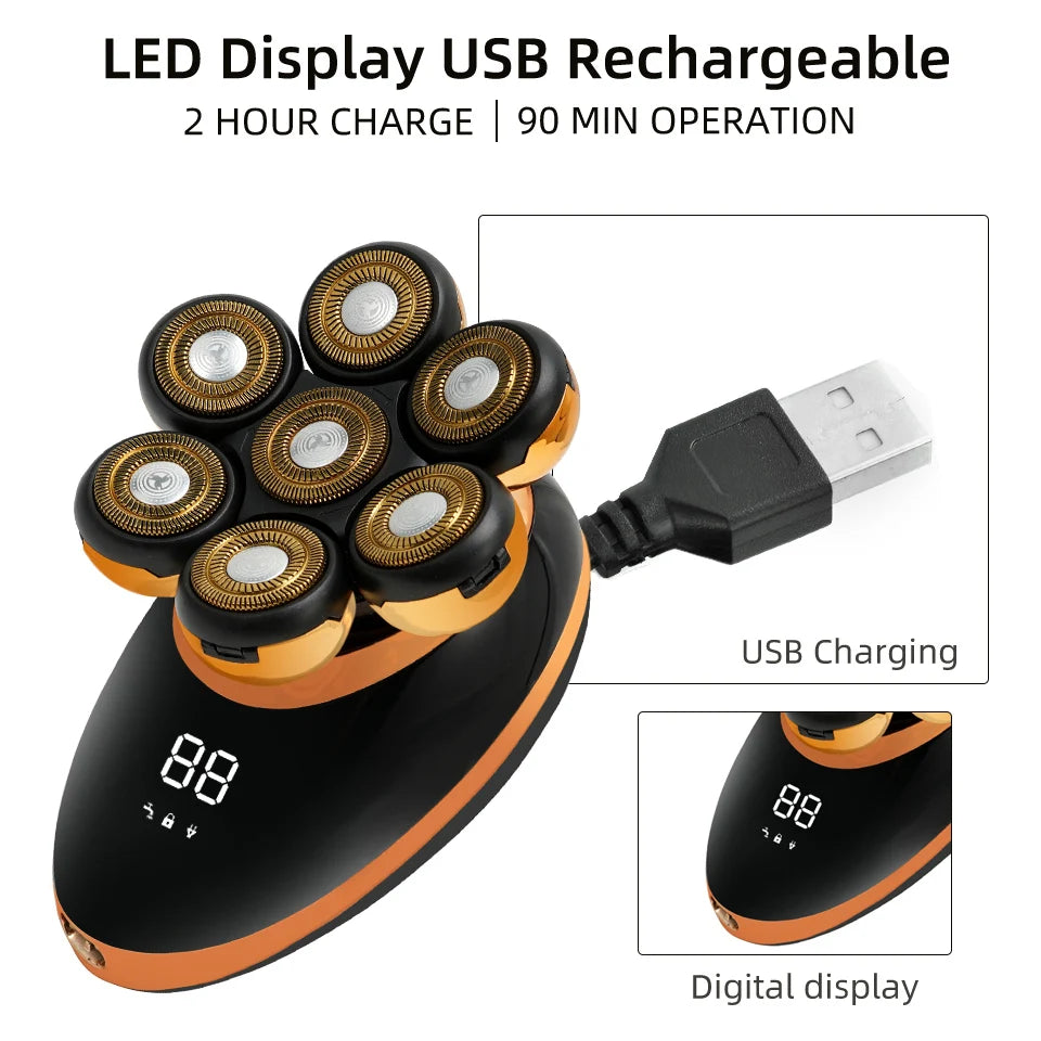 2025 7-Head Electric Shaver USB Dharging Stainless Steel Blades Men's Quick Shaving Beard Trimmer Hair Trimmer As A Gift For Men