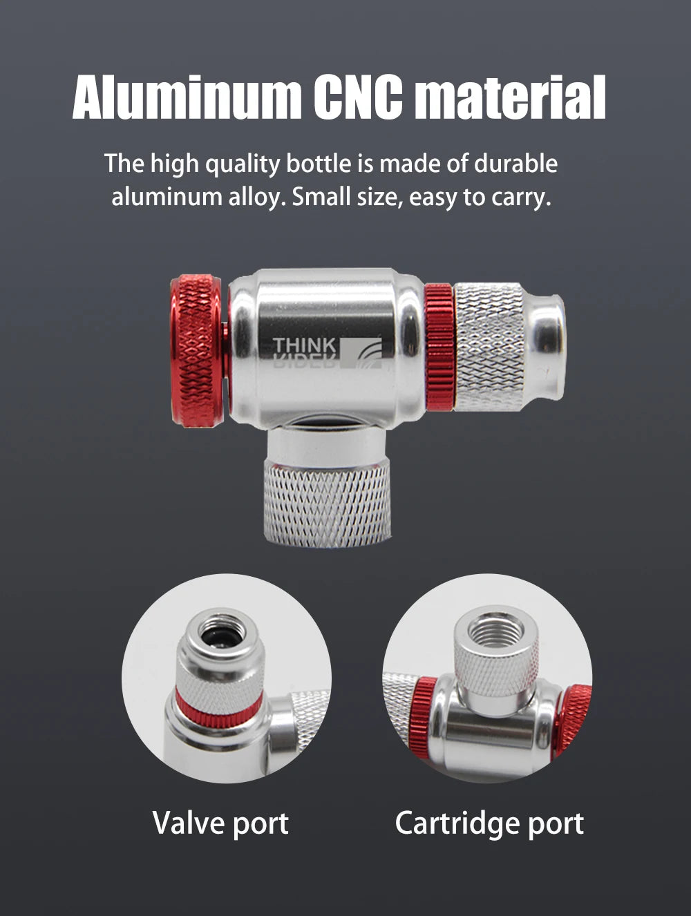 ThinkRider CO2 Pump For Bicycle Schrader Presta Adapter Bike Inflator Aluminum Tire Tube Mini Size MTB Pumps CO2 Cartridge