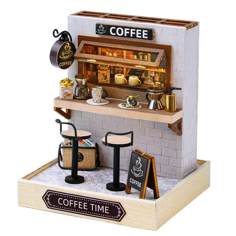 Wooden Miniature Doll House DIY Small House Kit Making Room Toys 3D Puzzle Assembly Building Model Toys for Birthday Gifts