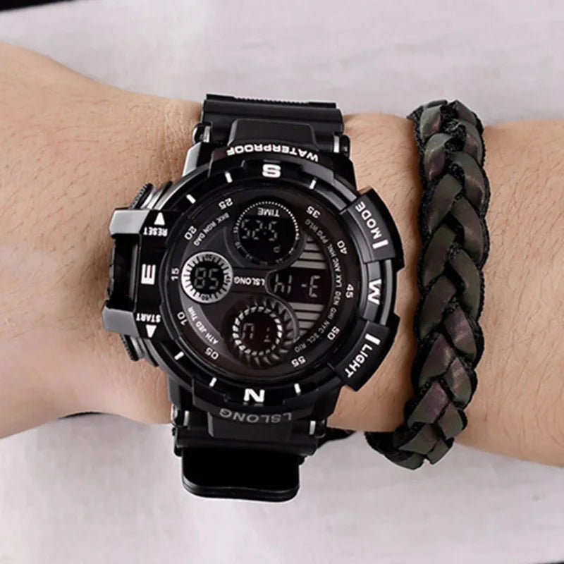 YIKAZE Men's Digital Electronic Watch Sports Glow 55mm Large Dial Student Outdoor Adventure Trend Multifunctional Watches Clock