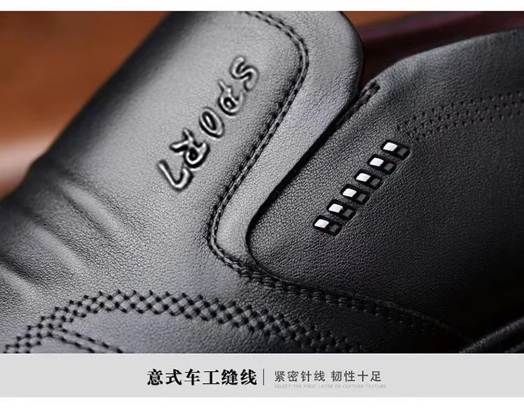 Men's leather shoes new black Soft bottom anti slip and breath shoes men's Business dress casual Zapatos luxury light flat - Belvar