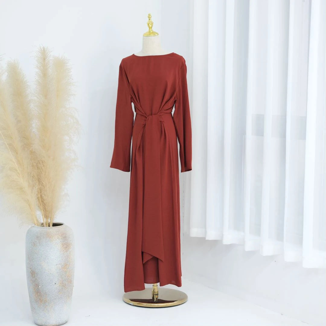 Uni Elegant Ramadan Muslim Modest Dress For Women Eid Arabic Turkey Kaftan Dresses femme Plain Abaya Dubai Islamic Clothing