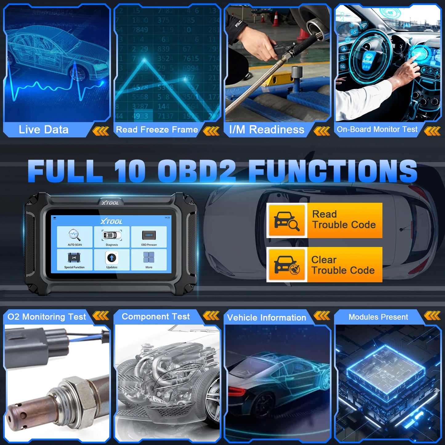 XTOOL D5 Car Diagnostic Tools Gearbox ABS EPB Airbag Engine 5 System Scanner 10 Reset Service OBD2 Scanner Lifetime Free Update