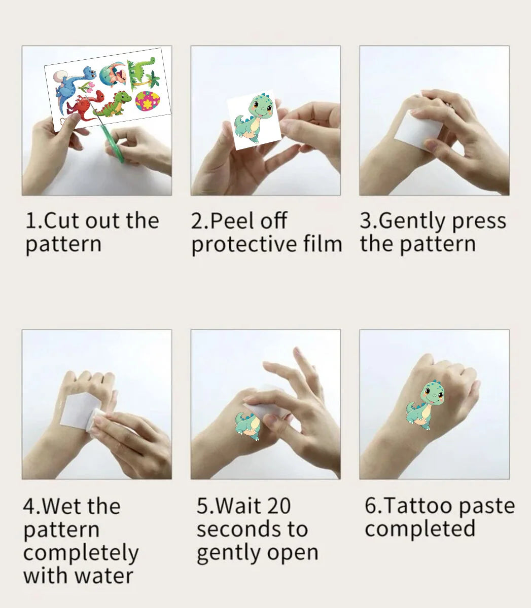 10 Sheets Dinosaurs Tattoo Sticker Temporary Fake Tattoo Arm Hands Body Waterdichte Tatouages Pour Kids Toy Gift