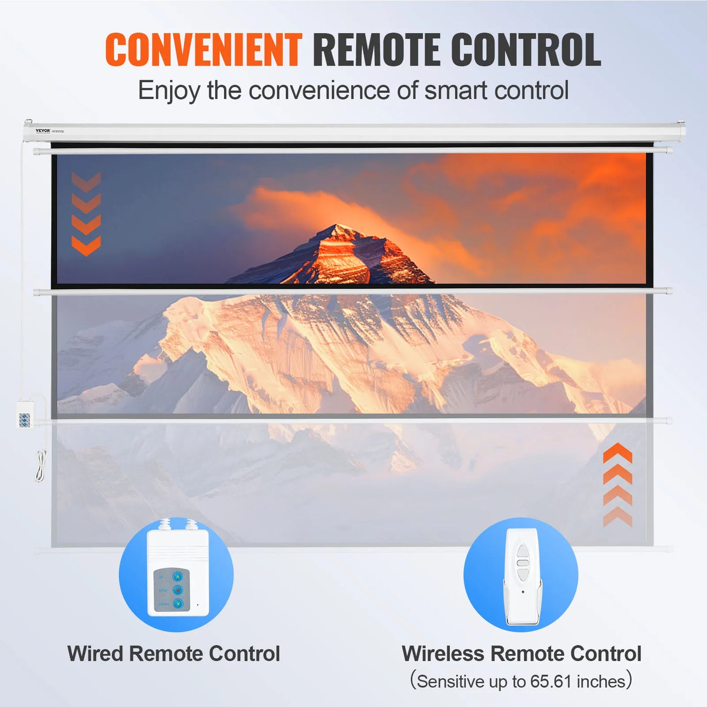 SucceBuy Electric Motorized Projector Screen 100in16:9 4K 1080 HD Wall Mount Movie Screen for Family Home Office Movie Theater