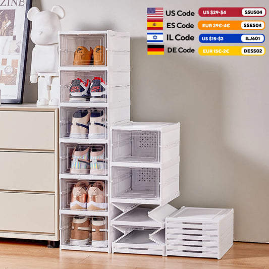 6 Layers Shoes Box Foldable Transparent Sneaker Shoe Storage Organizers Box Stackable Dustproof High-top Cabinet Shoe Rack Shelf - Belvar