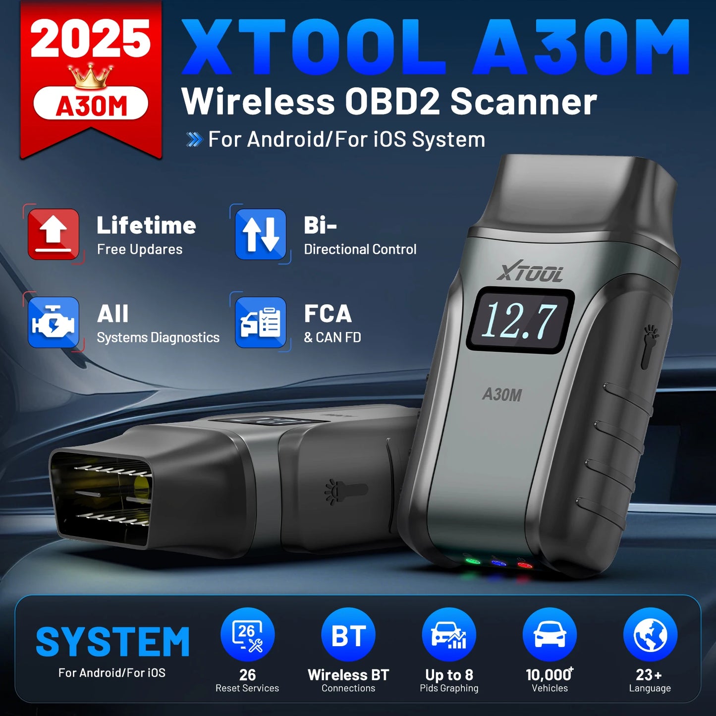 XTOOL Anyscan A30M Bluetooth OBD2 Scanner Car Diagnostic Tools 26+ Reset Service Code Reader FCA AUTOAUTH Lifetime Free Update