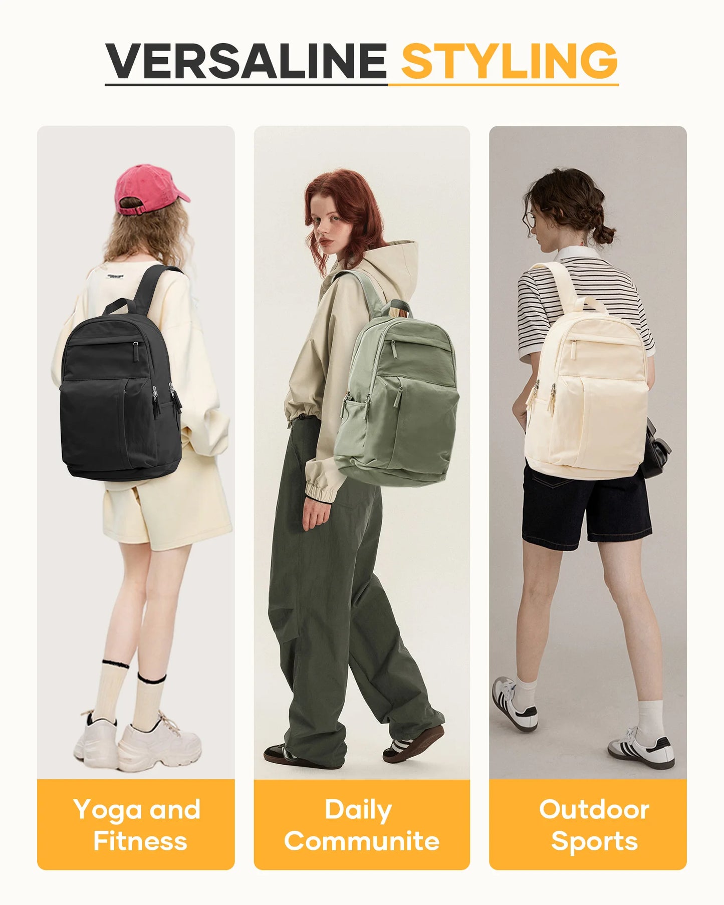 Schoolbag, female college student commuter backpack, computer backpack, college style, super cute, good-looking，beige