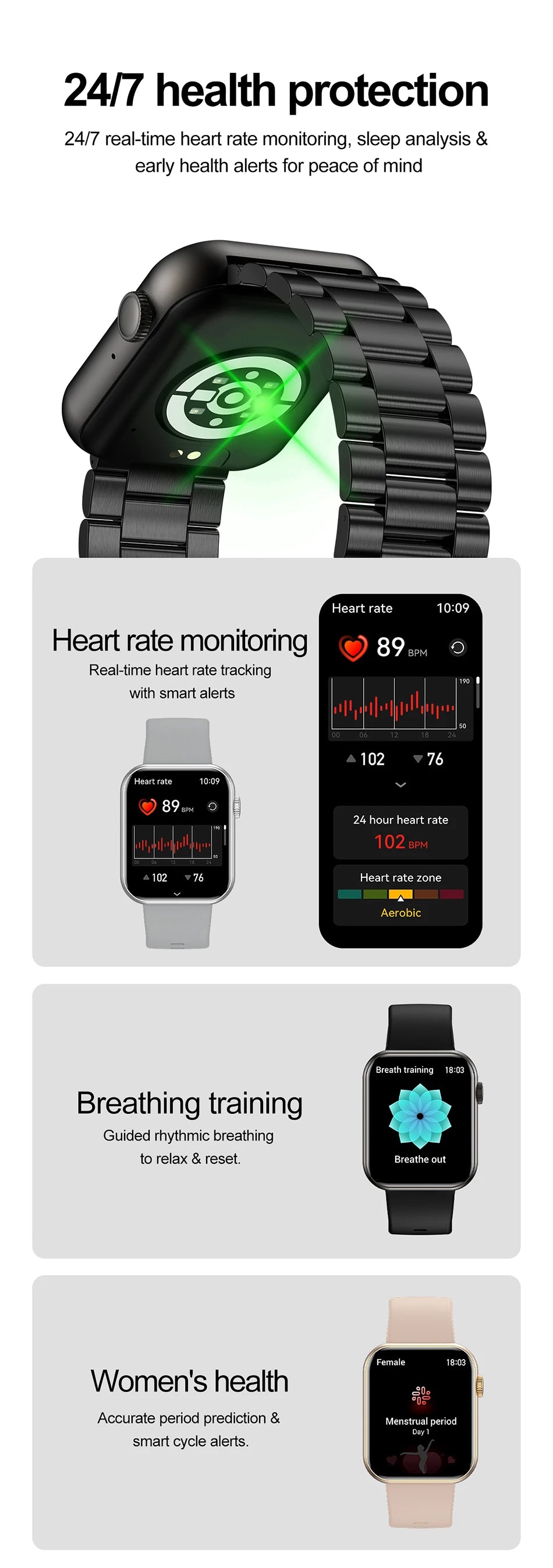 2025 New Smart Watch Full Touch Screen Bluetooth Call AI Voice Heart Rate Waterproof Watches Sports Bracelet Smartwatch Women
