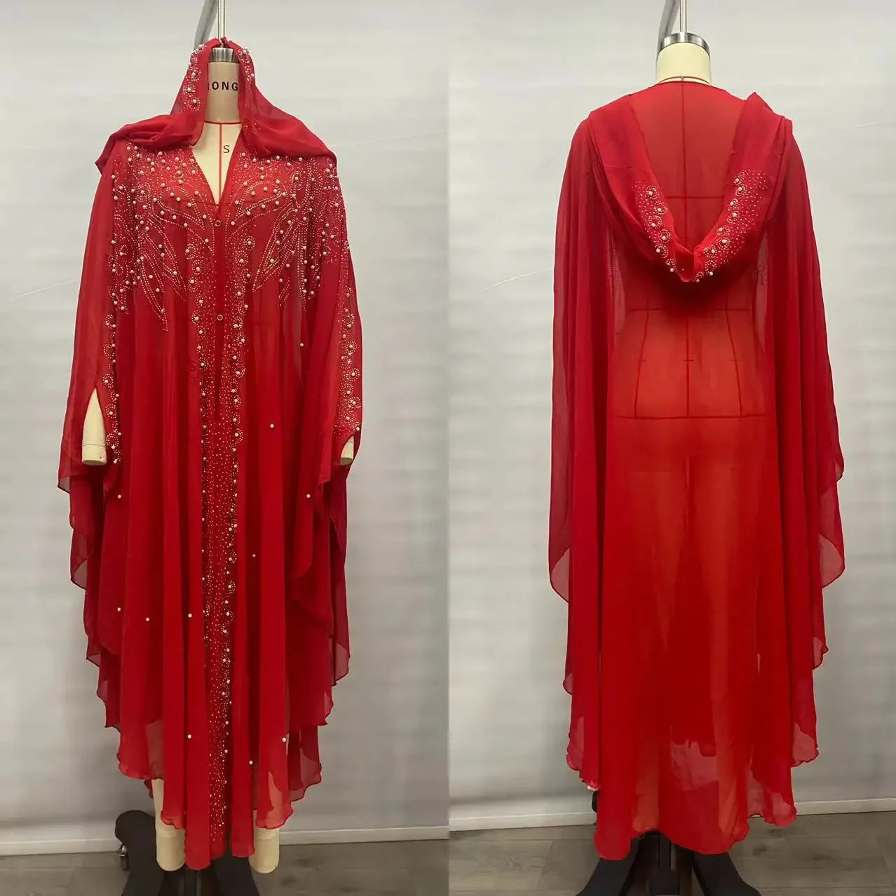 Thin Hooded Cloak Women Clothing Cape Dress Fashion Clothes Vintage Streetwear Ponchos Coats Jackets Bling Diamond Party