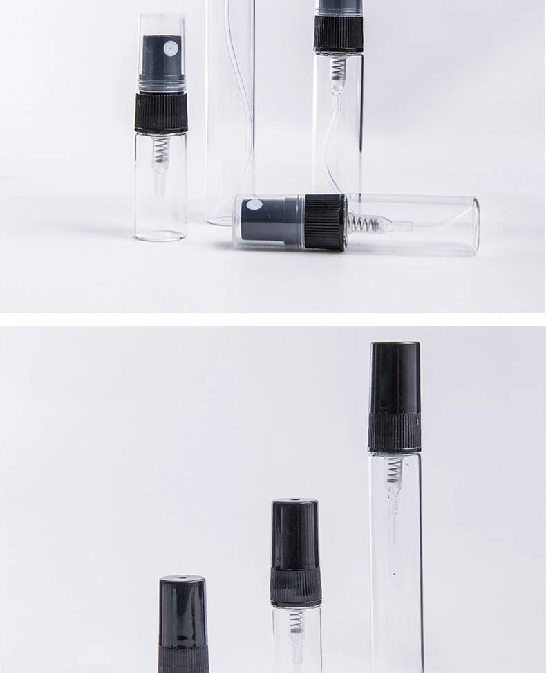 10/20/50PCS 3ml 5ml 10ml Perfume Refillable Spray Bottle Portable Glass Atomizer Container Small Sample With Dispenser Tool