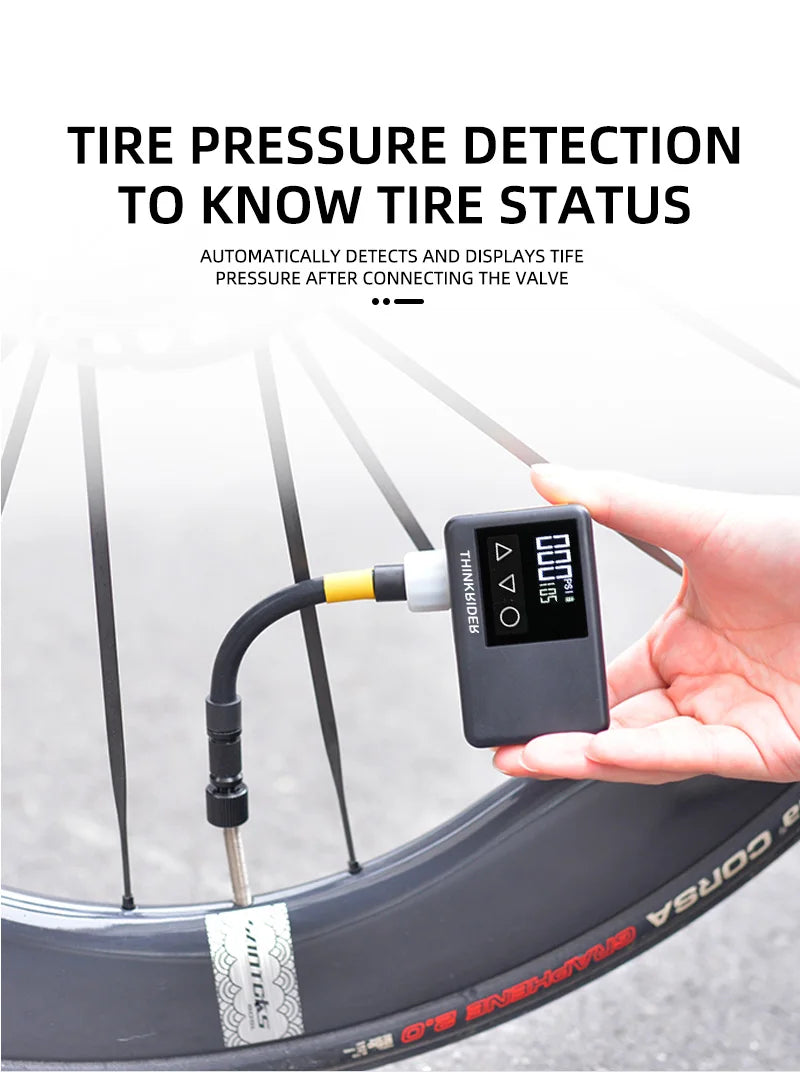 ThinkRider 120 PSI Portable Pocket Bike Electric Air Pump MINI Tire Inflator For Bicycle Digital Gauge Display