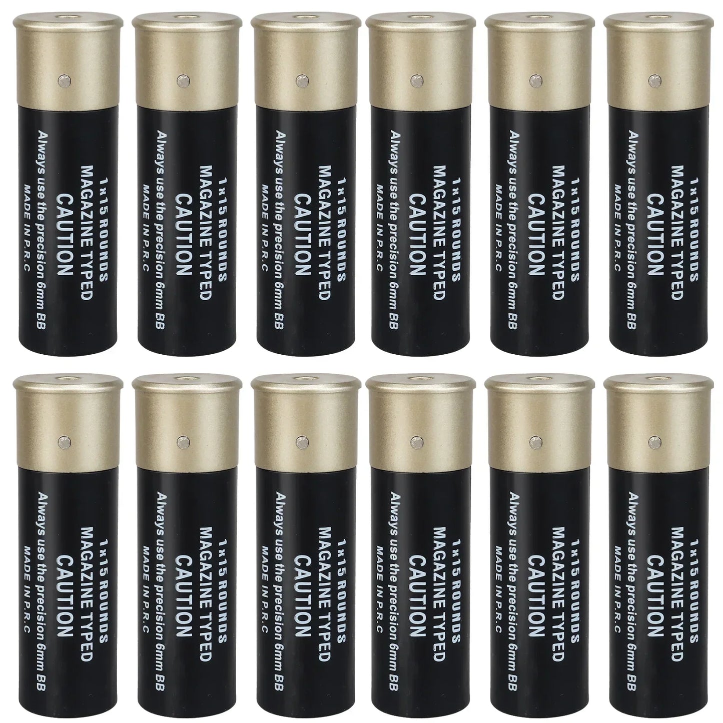 12 Pack Airsoft Shotgun Shells, 15 Round BBs Standard Airsoft Magazine for Multi & Single-Shot Airsoft Shotguns Accessories