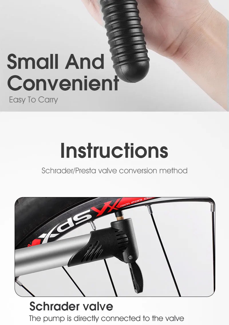 WEST BIKING Portable Mini Bicycle Pump Cycling Hand Air Pump Ball Tire Inflator Schrader Presta Valve MTB Road Bike Accessories