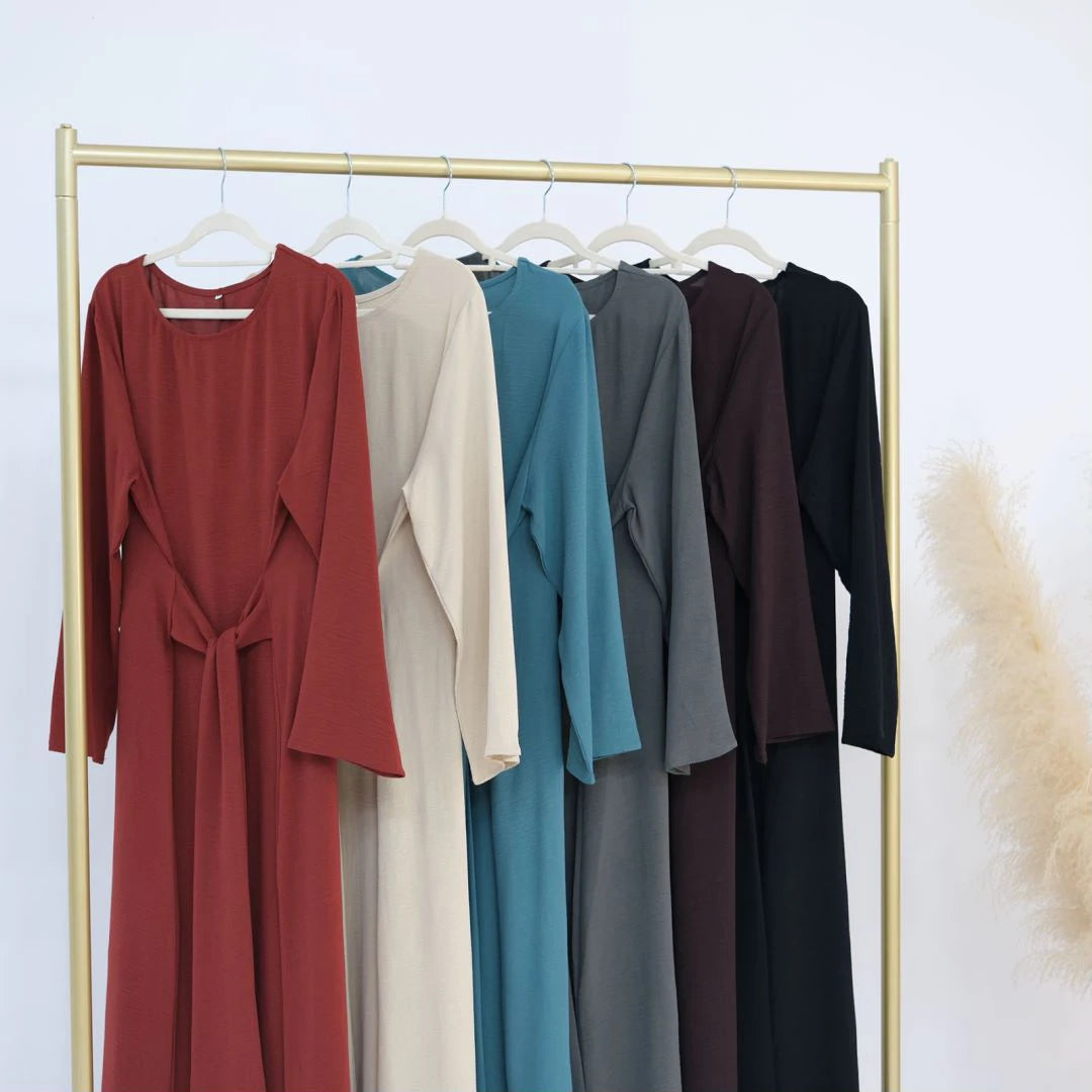 Uni Elegant Ramadan Muslim Modest Dress For Women Eid Arabic Turkey Kaftan Dresses femme Plain Abaya Dubai Islamic Clothing