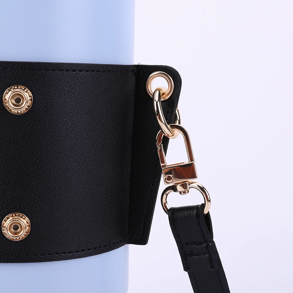 PU Leather Water Bottle Sling Bag with Adjustable Strap Portable Cup Cover For STANLEY 30oz & 40oz Tumbler for Outdoor Travel