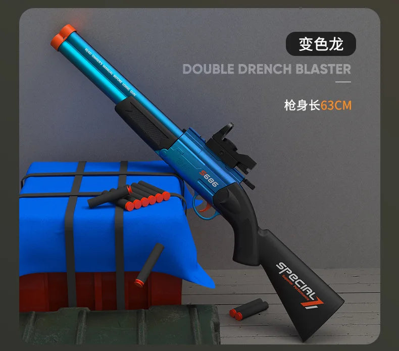 Toy Gun S686 Rifle Double Barreled Airsoft Launcher Dual Soft Bullets Outdoor Sports Game Pistola Shot Gun Weapon for Kids Gift