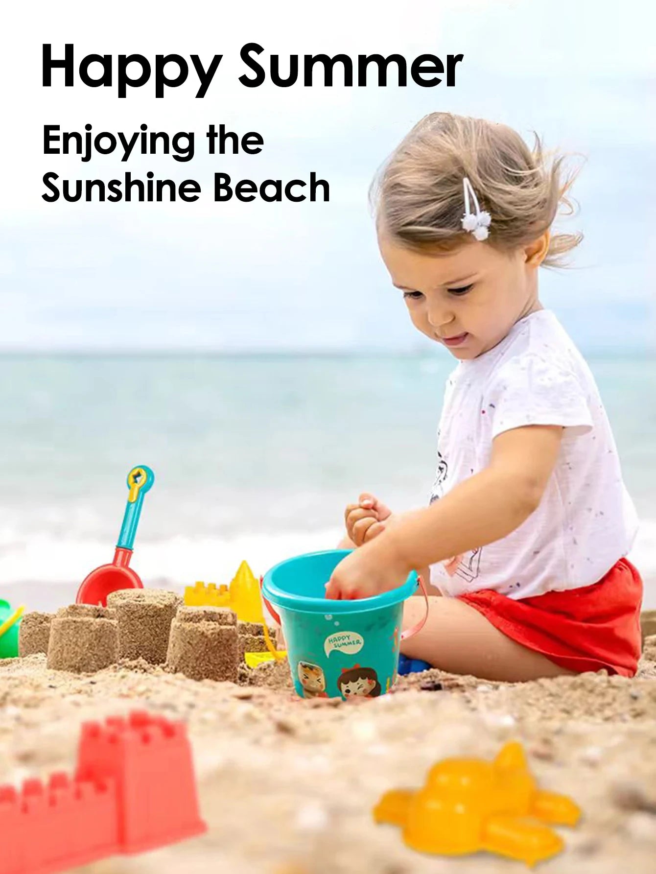 18PCS Summer Beach Set Toys For Kids Digging Sand Plastic Bucket Watering Bottle Shovels Children Beach Water Game Toys Tools
