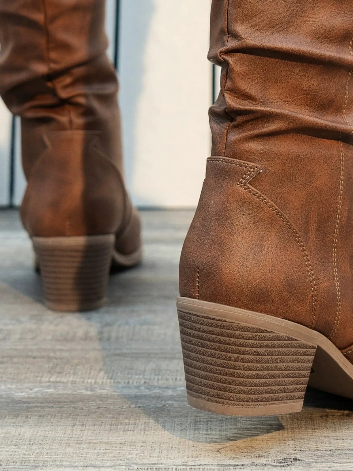 Shoes for Women New Slip-on Fashion Women Boots Sewing Daily Round Toe Square Heel Mid Boots Women Comfortable Pleated Boots