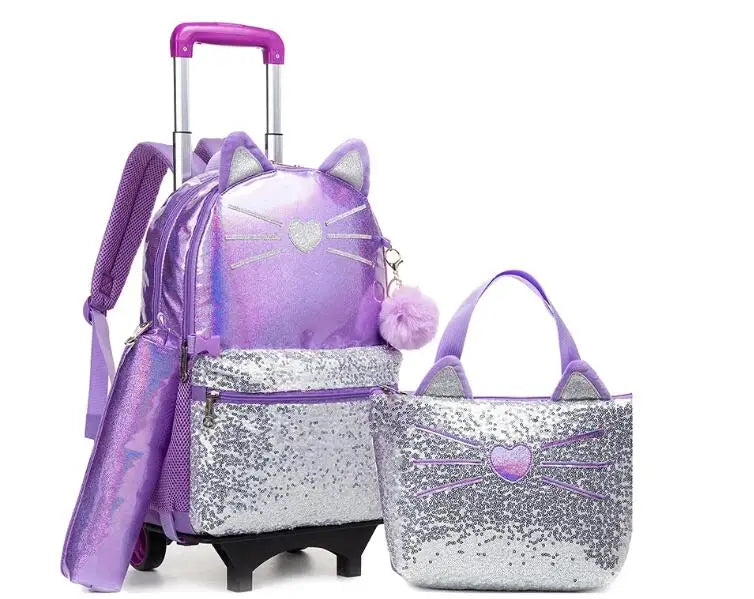School Wheeled backpack Bag School bag with wheels Trolley Satchel bag Kids School Rolling backpack for girls School Trolley Bag