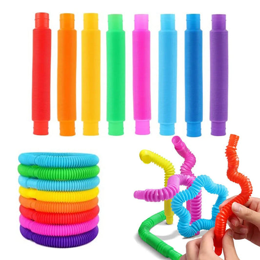 10-30PCS Colorful Telescopic Tubes Fidget Toys Plastic Sensory Pop Tubes Stress Relief Toys Adults Decompression Kids Toys Gifts