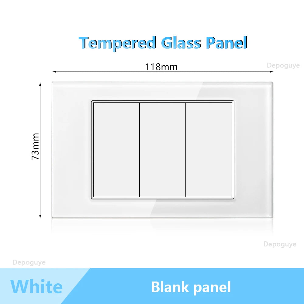 US Wall Switch Power Socket with USB Type-c Quick Charger,American Mexico White Tempered Glass Plug Outlet,Light Switch Panel