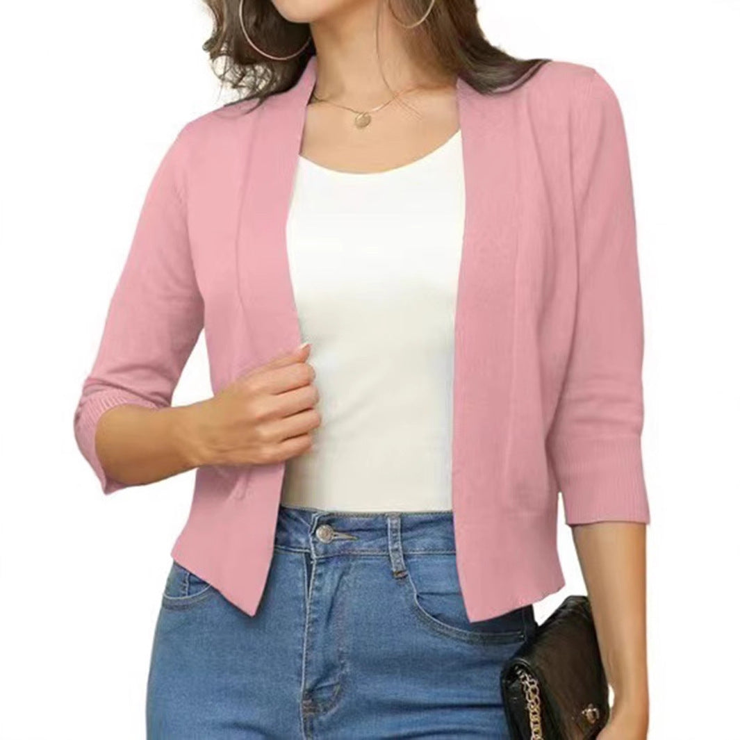 Simple Versatile Short Jacket Knitted Cardigan