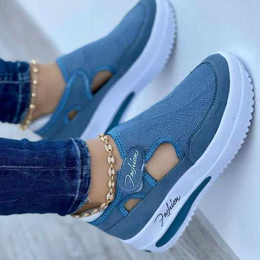 Flat Fly Knit Breathable Velcro Casual Mesh Shoes - Belvar