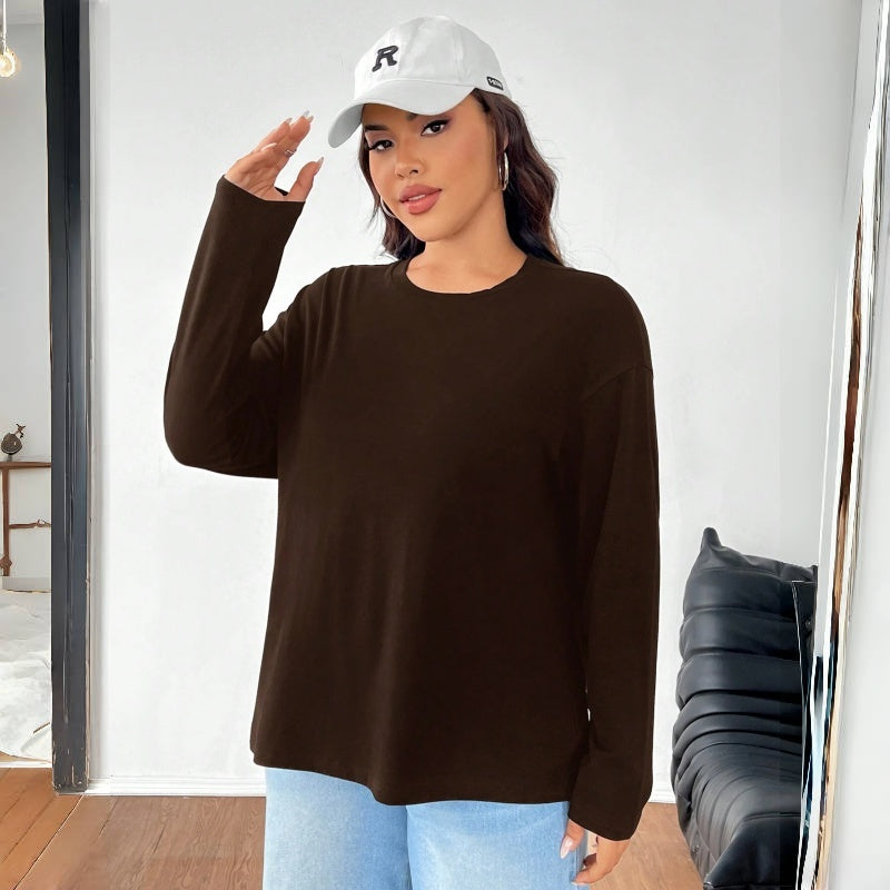 Women's Solid Color Loose Round Neck Top