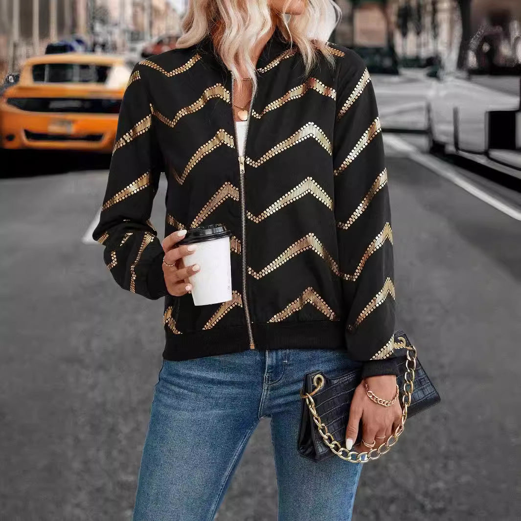 Printed Zip-Top Aviator Coat