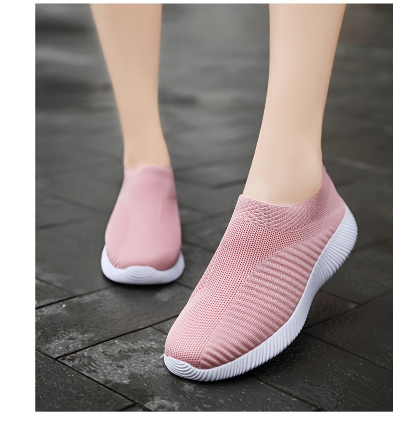 [Lightweight Sneakers] Women's Lightweight Slip-On Sneakers | Solid Color Fabric Upper | Round Toe, MD Sole, Low Top | All-Season Casual Shoes | for Running, Fitness, Dance, Walking, Travel