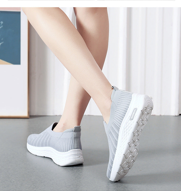 Casual Mesh Shoes Sock Slip On Flat Shoes For Women Sneakers Casual Soft Sole Walking Sports Shoe - Belvar